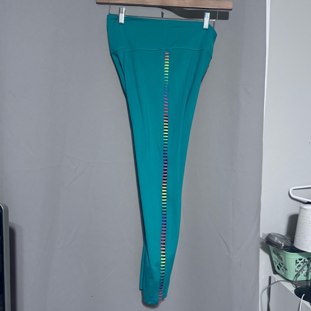 Nike Teal Leggings with Rainbow Stripe